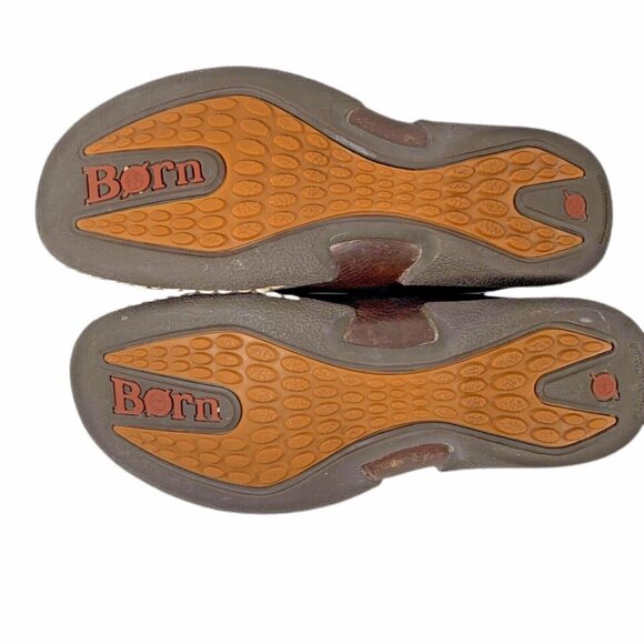 BORN Brown Leather Stitched Slip-On Loafers Shoes W9942 M/W 6 / 36.5 Handcrafted - Picture 2 of 2